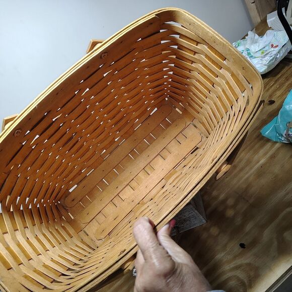 Longaberger Handcrafted Magazine Wooden Basket with Handles - Picture 2 of 2